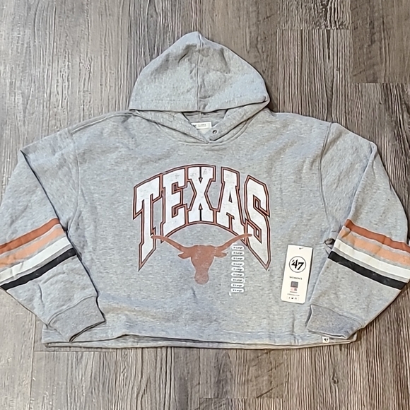 47 Brand Texas Longhorns Gray Cropped Hoodie Size XL - Picture 1 of 6